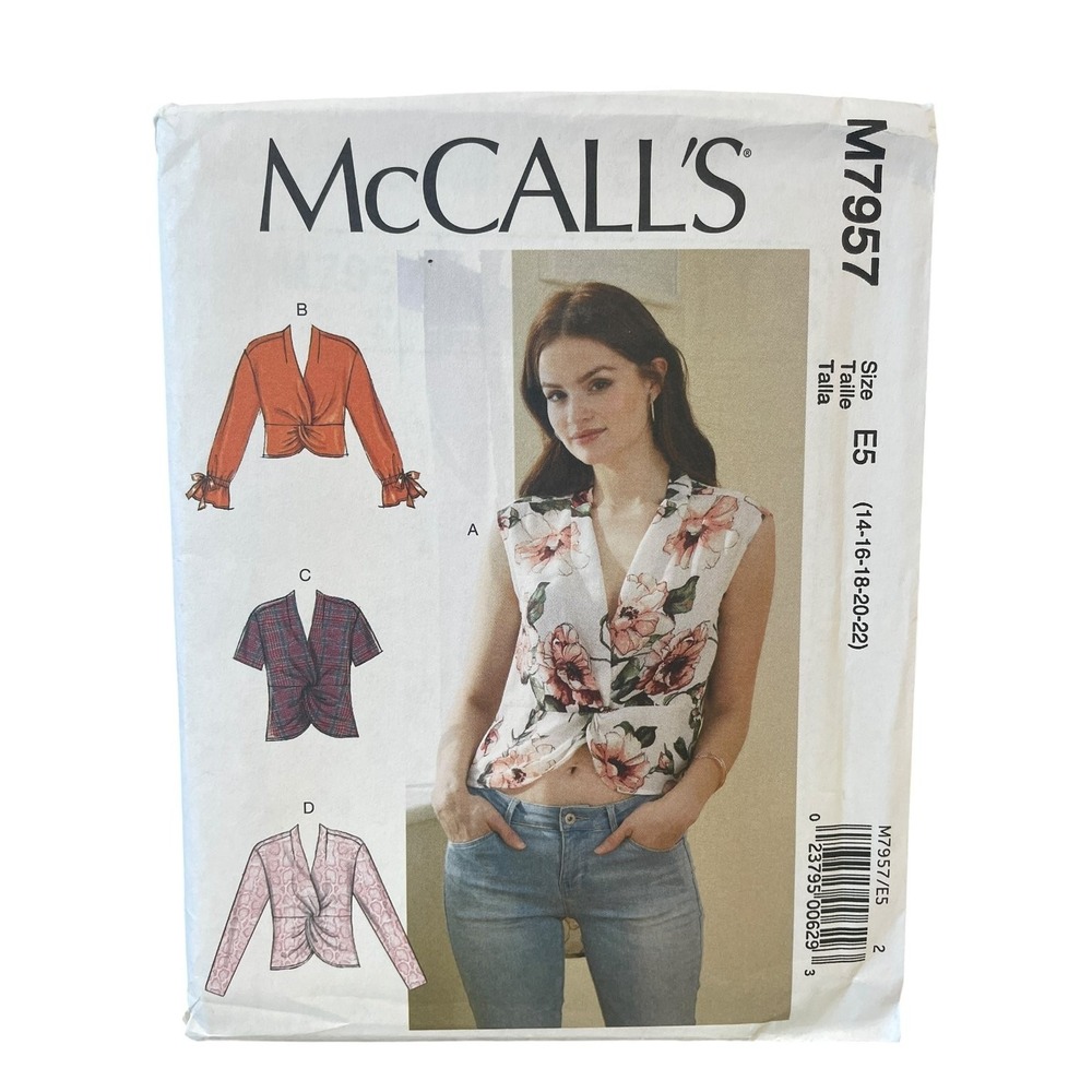 McCALL'S M7957 Misses' Twist Front Tops Size 14-22 Modern‎